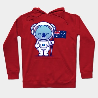 Cute Koala Astronaut Holding Australia Flag Cartoon Hoodie